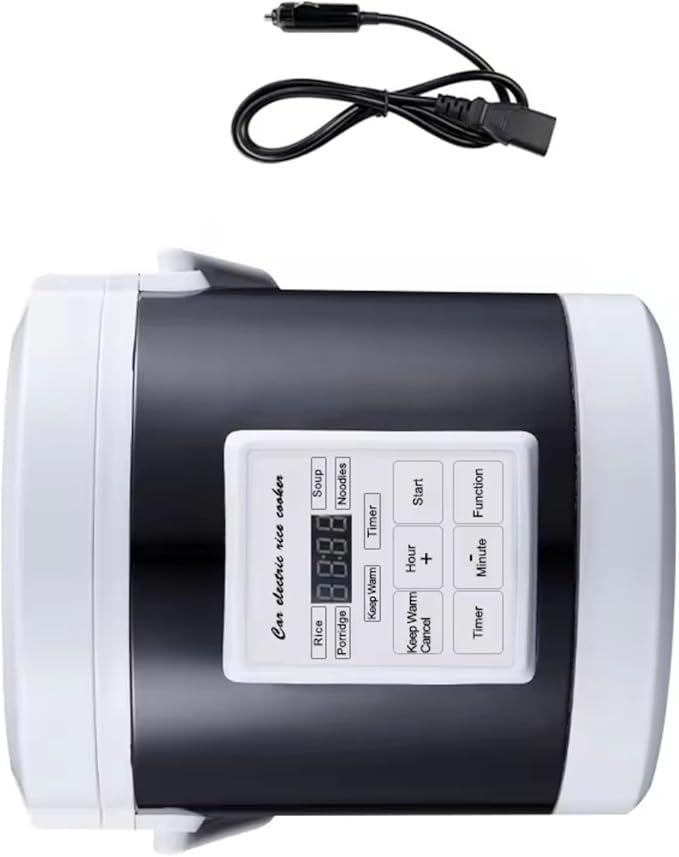 Travel Friendly 12V/24V Rice Cooker Heating Lunch Box Meal Heater Warmer 1.6L Capacity Metal Texture for Car and Homes Car and Home Use Rice Cooker