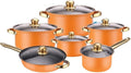 12 Pieces of Stainless Steel Cookware Set 6 Kinds of Kitchen Pot Combination Frying Pan Soup Pot Milk Pot Kettle Set PotKettle B12 Pc-Soup Pot D-12 pc