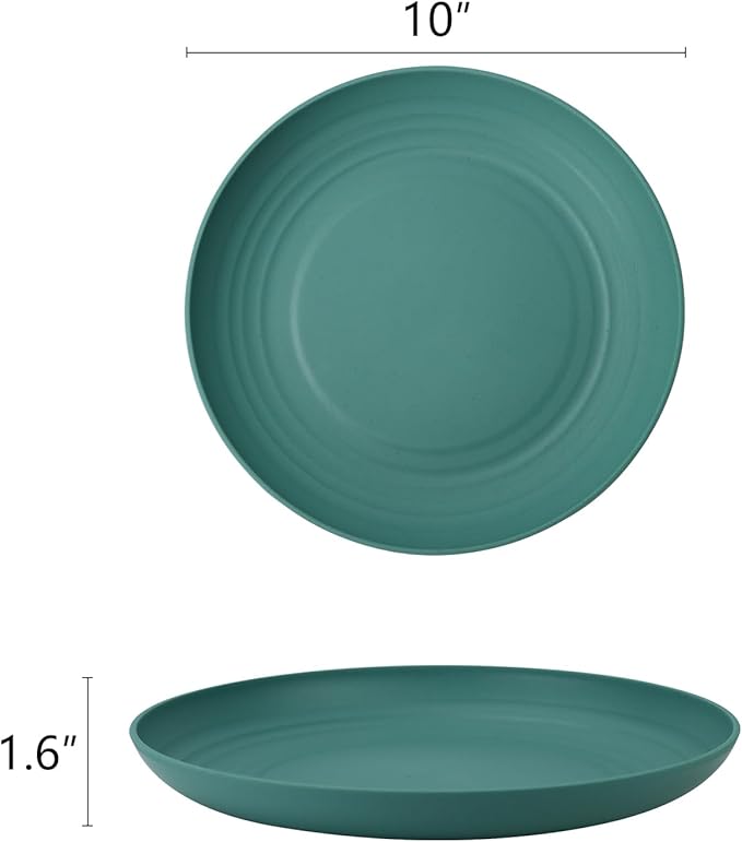 Homienly 24 PCS Wheat Straw Dinnerware Set of 8 Dessert Plates Set of 8-10 inch Cereal Bowl Set 12OZ Dishwasher Safe Cups (Green)