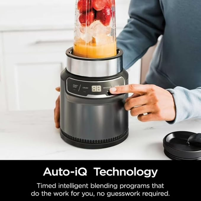 Niinja Nutri Blender Pro with Auto iQ Personal Blender 1100 W Single Server 2 cups 32 oz. Easy Cleanup (model CL 401 A)