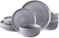 Stoneware Dinnerware Sets Round Reactive Glaze Plates and Bowls Set Dishes and Dinner