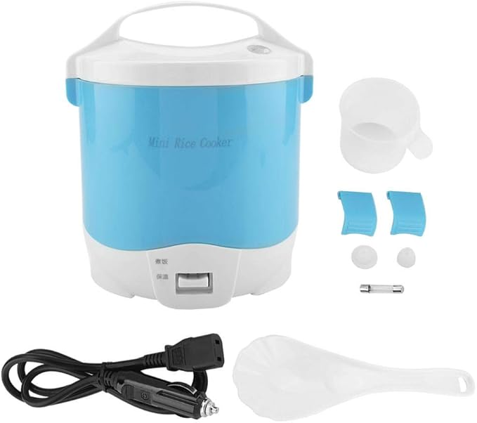 Mini Rice Cooker1.6L Portable Travel Single Small Rice Cooker with Keep Warm Function Anti Burning Non-Stick Coating Steamer for Grains White Rice Oatmeal Veggies(Blue)