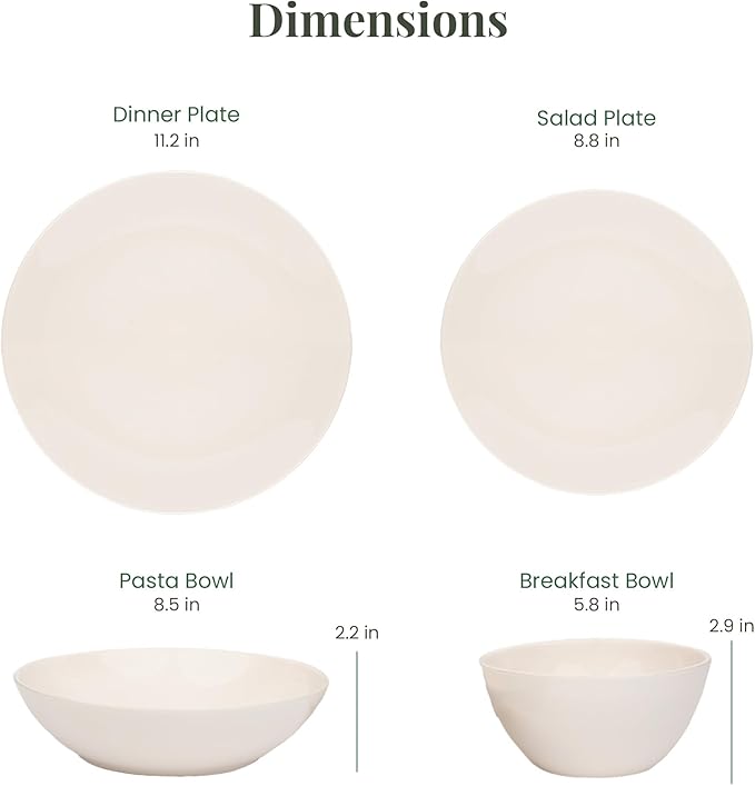 Larder &amp Vine Ceramic Stoneware Dinnerware 16-Piece Set 4 Place Settings (White)