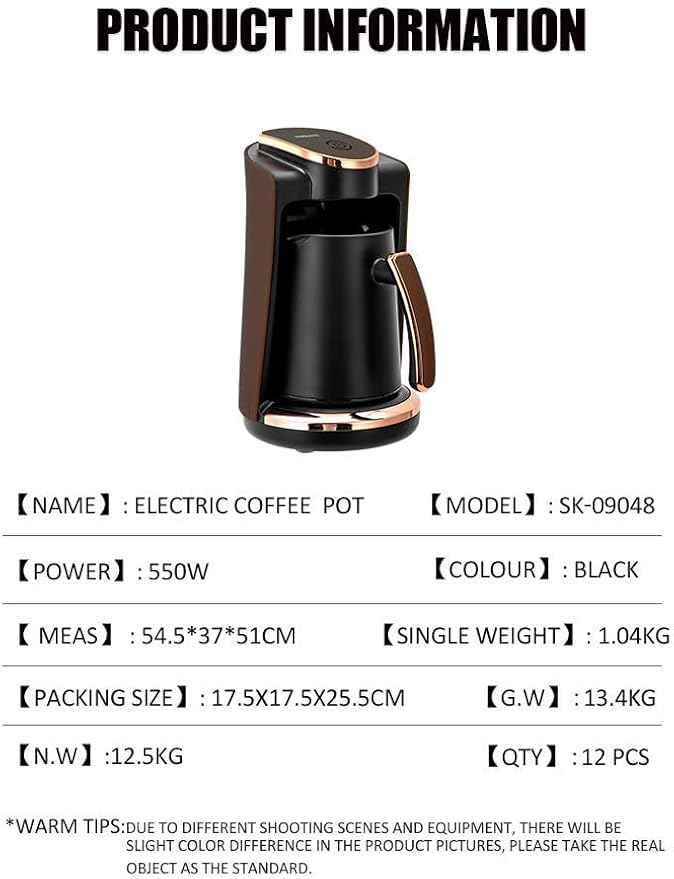 Electric Coffee Maker for Making Tea and Coffee 250ML Single Cup Turkish Coffee Machine