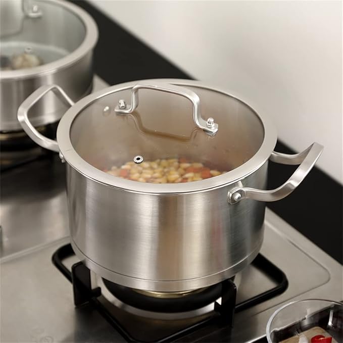 Cooking Pot Frying pan3 Cookware 6 Pieces Stainless Steel Cookware Cooking Casserole Set Set Milk Pan Wok Home Kitchen (B (B