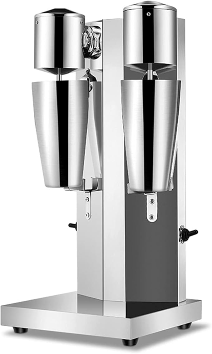 180W Electric Milkshake Maker with 800ML Cups 18000RMP Stainless Steel Dual Head Ice Cream Drink Maker Mixer for Home Business 2 Speed Adjustable(Silver)