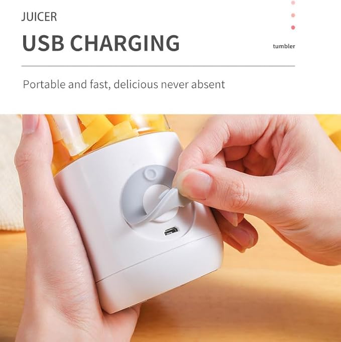 Mini Portable Blender Personal Size Blenders For Shakes And Smoothies With 6 Ultra Sharp Blades 17 Oz(500mL) Mini Blender USB Rechargeable For Travel/Picnic/Office/Gym (WHITE)