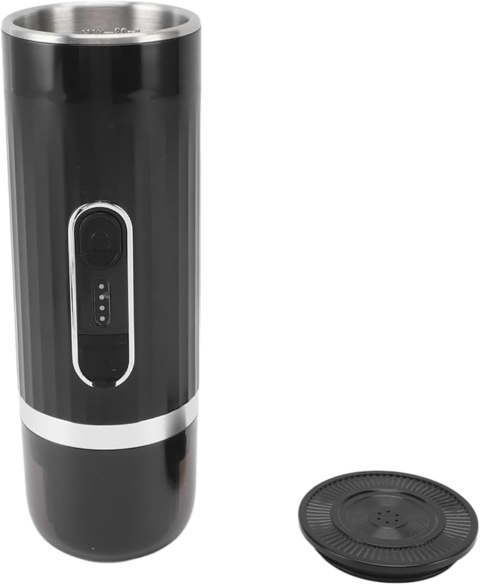 Portable Electric Self-heating 15 Bar Pressure Rechargeable Travel Coffee Machine for Camping Office Travel Lightweight Stainless Steel ABS 7500mAh Battery 80ml Capacity