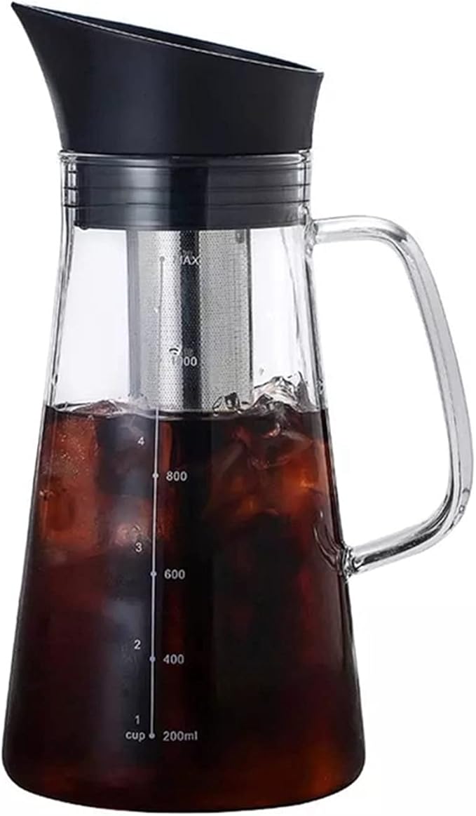 HASMI Coffee Kettle Glass Coffee Maker Hot &amp Cold Dual-Function Coffee Maker Cold Extract Ice Brewed Water Bottle Non-Rust Filter Coffee Pot Coffee Maker Dingzhebo2022