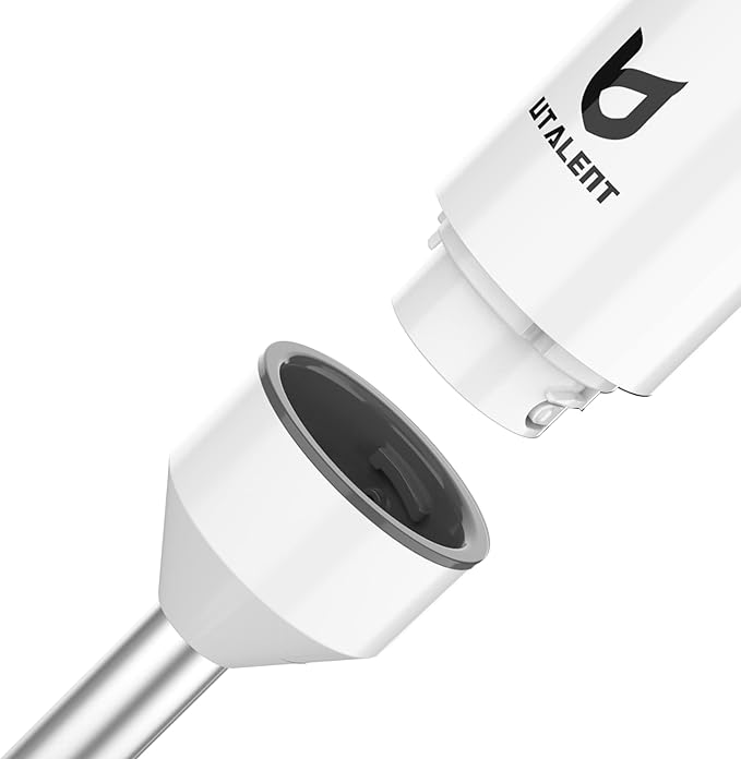 Cordless Hand Blender UTALENT Variable Speed Immersion Blender handheld Rechargeable with USB-C Charging Cable Egg Whisk for Smoothies Milkshakes Hummus and Soups – White