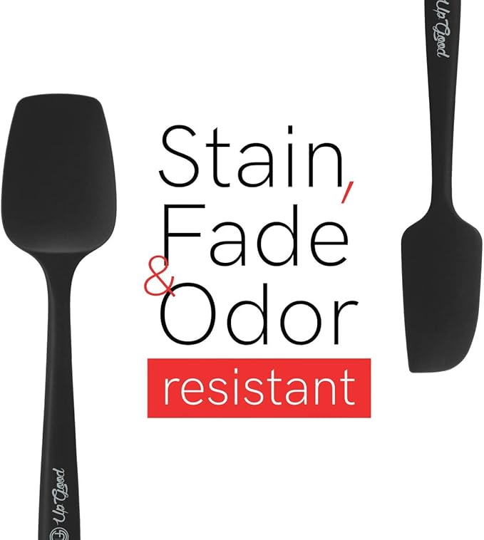UpGood Silicone Spatula Set 600°F - High Heat Resistant Nonstick Small and Large Kitchen Spatulas - Flexible BPA Free Professional Grade Cookware - Utensils for Cooking Baking Mixing(4 Pcs Black)