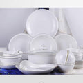 56 Pieces Bone China Kitchen Dinnerware SetRound White Modern Durable Plates Dishes Bowls Service for 12