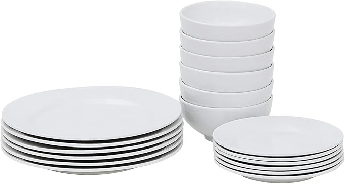 Smartxchoices 18-Piece White Dinnerware Set Service for 6 Plates Dishes Bowls Sets Dishwasher and Microwave Safe
