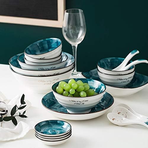 Elegant Dinnerware Set Dinner Plates Bowls Set Luxurious Reactive Glaze Dinnerware Set Bpa-Free Dishwasher Safe The Best Gift For Family And FriendsB