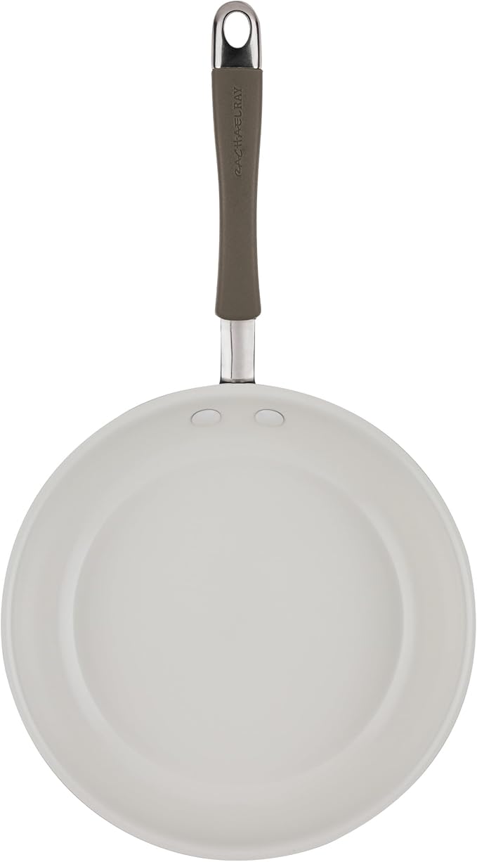 Rachael Ray Cucina Ceramic Cookware Set - 13 Pieces - Ceramic Pots and Pans Set w/Nonstick Frying Pans Saute Pan Saucepans Stockpot Lids Pan Protectors &amp Cooking Utensils - Almond