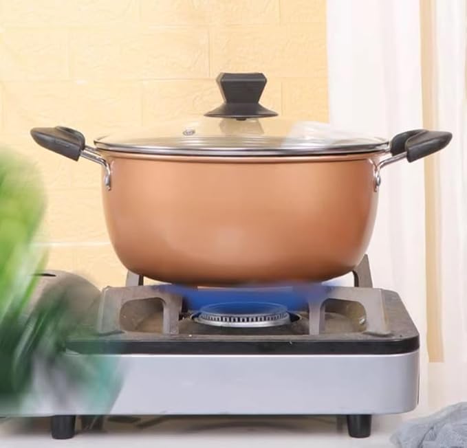 RUVOO Cookware Set Pots and Pans 3 Pcs Thicken Cooking Pot Soup Pot Nonstick Wok Milk Pot with Glass Lid Kitchen Supplies Kitchen Cooking Set