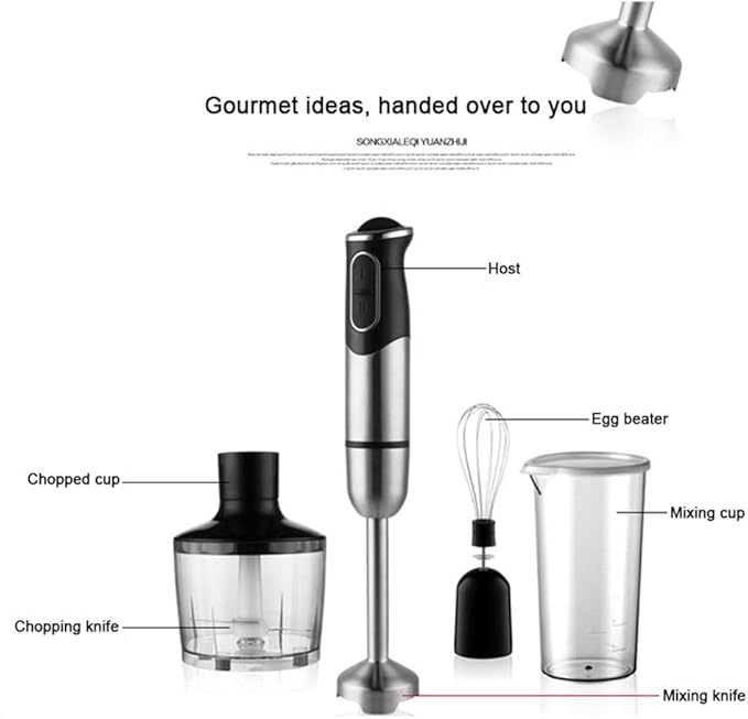 600ML Hand Blender 4 in 1 Portable Immersion Blender for Kitchen Food Processor Stick with Chopper Whisk Electric Juicer Mixer