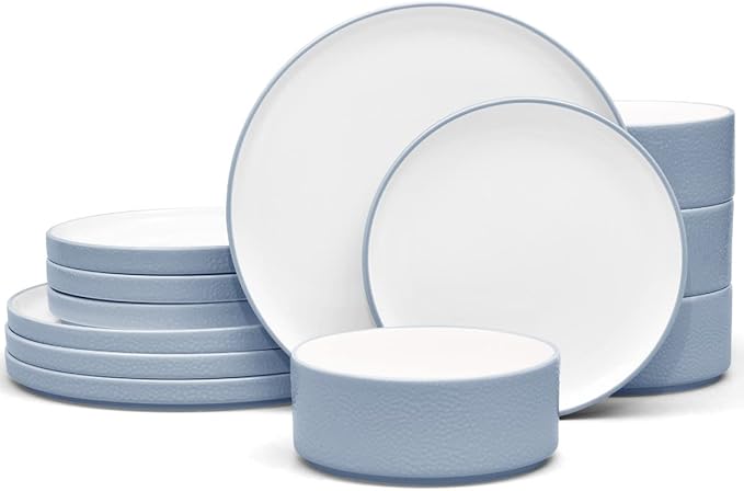Noritake ColorTex Stone Aqua 12-Piece Dinnerware Set Service for 4