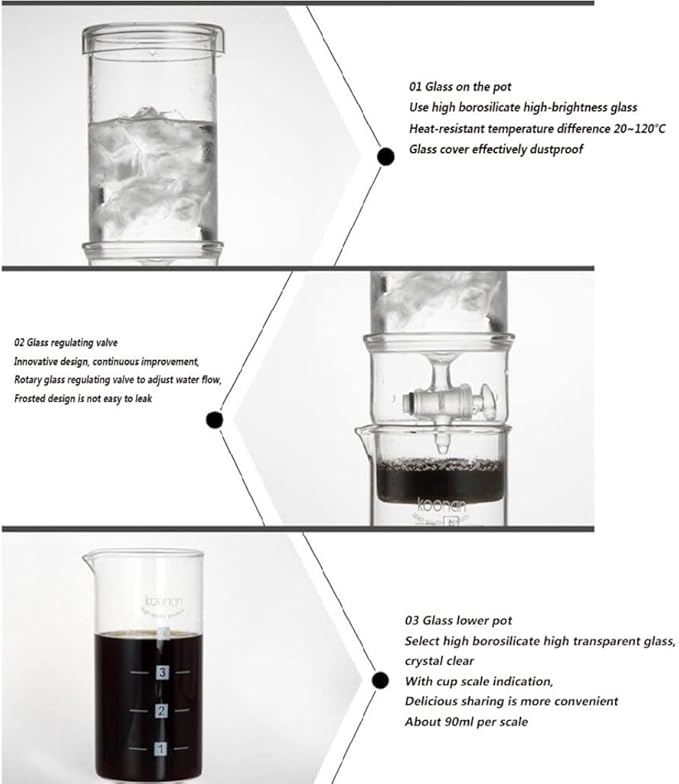 Glass Coffee Ice Drip Maker Adjustable Ice Brew Coffee Maker Household Ice Brew Coffee Maker Household Coffee Maker 400ML