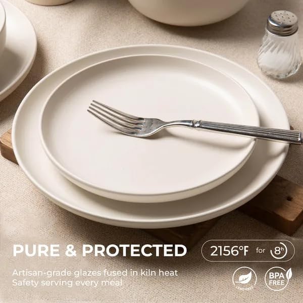 12-Piece Stoneware Dinnerware Set Microwave &amp Dishwasher Safe Non-Toxic Stackable Matte Glaze Service for 4