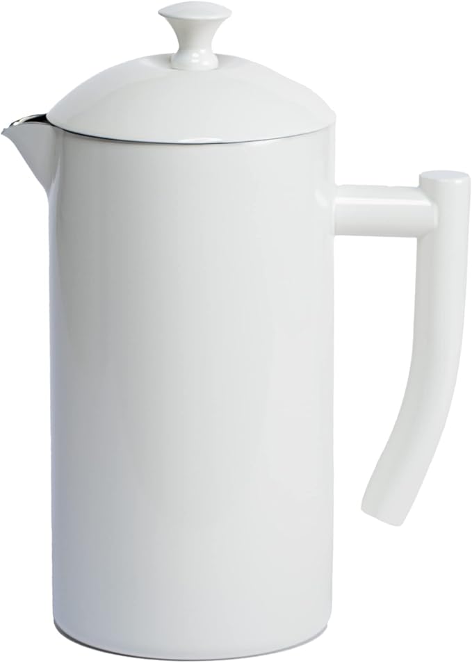 Frieling Double-Walled French Press Coffee Maker - Stainless Steel Coffee Maker with Reusable Filter (34 Fl Oz White)