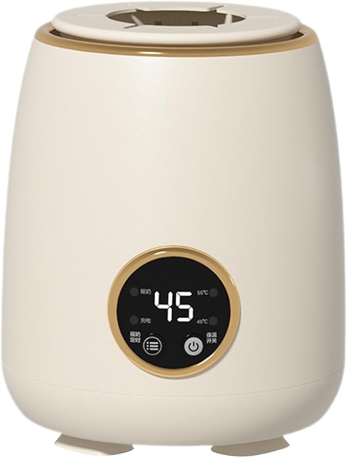 Electric Milk Bottle Shaker with LED Display Portable Adjustable Milk Blender for Night Shopping Camping Daily Use White(Cream Yellow)