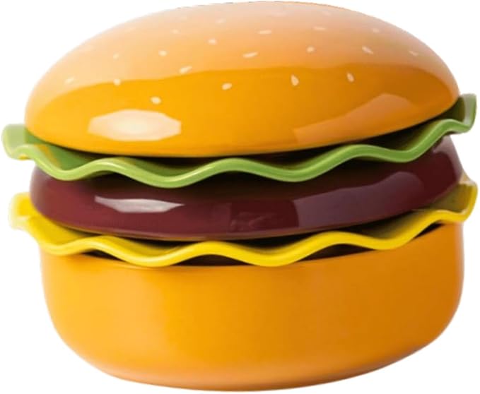 Ceramic Dinnerware Set Stackable Burger Plate Bowl Set with Lid Tableware for Kitchen