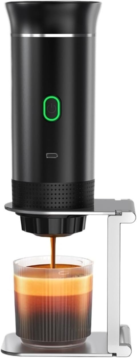 Wireless Electric Portable Espresso Coffee Machine For Car &amp Home Camping Coffee Maker 3-in-1 Capsule Powder Travel Coffee Maker(Dark Wood Grain)