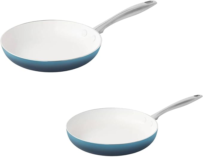 15-Piece Cookware Set Ceramic Nonstick Pots and Pans Set with Utensils Blue