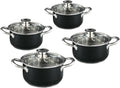 8Pcs Stainless Steel Cookware Set with Glass Lid Universal Cooking Pot Combination Anti-Scratch Soup Pot Set for Soup Cooking Stove