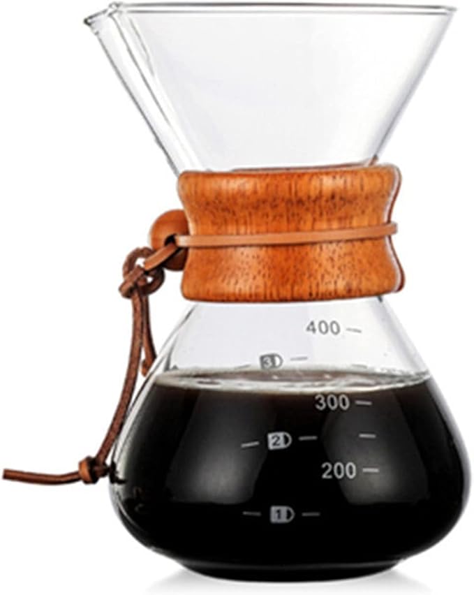 Glass Coffee Kettle with Stainless Steel Filter Drip Brewing Hot Brewer Coffee Pot Dripper Barista Pour Over Coffee Maker