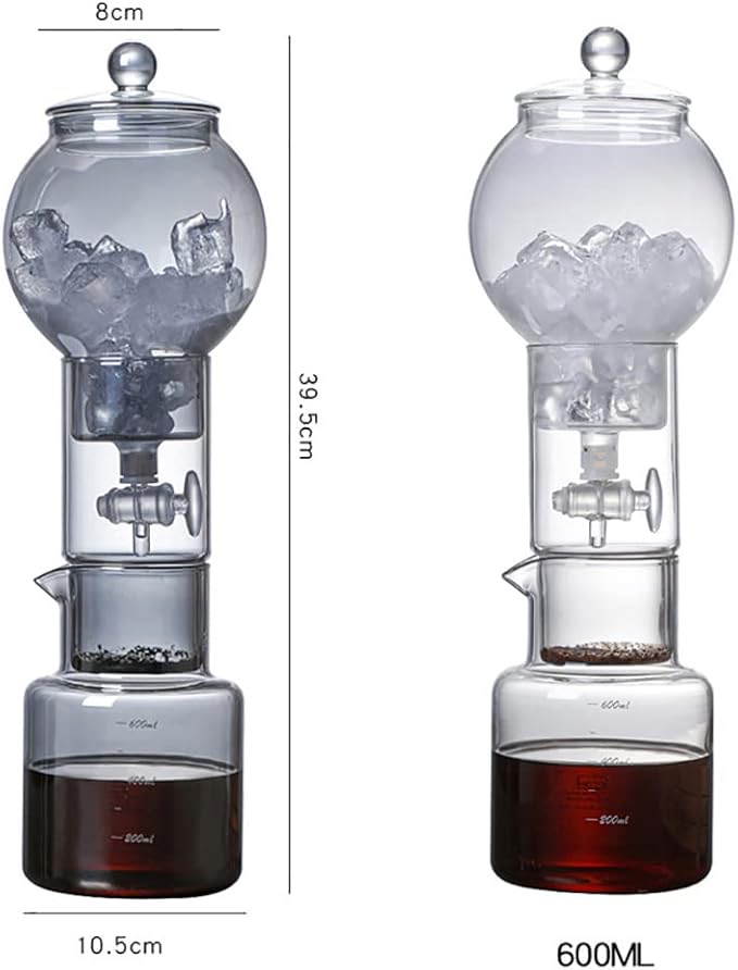 NA Ice Drip Coffee Maker 600ml Iced Coffee Maker Glass Cold Brew Maker with Filter for Home Office Bar Cafe (clear)