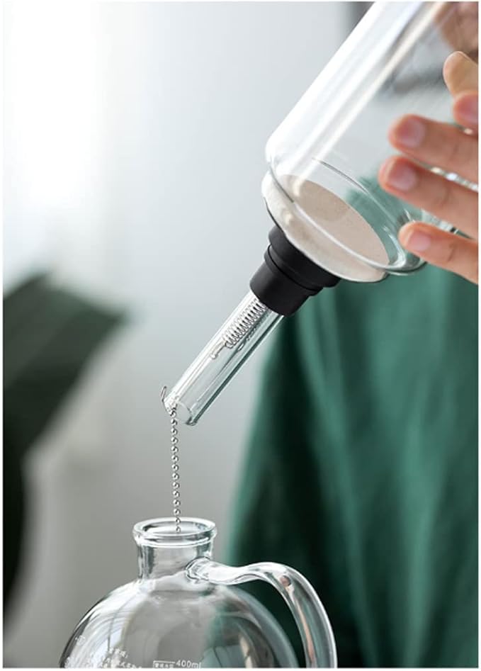 JITEM Cafetera Syphon Vacuum Coffee Maker Glass Electric Siphon Pot Knob Operation 360° Base Keep Warm 500W 400ML Manual Preparation Mode for Coffee or Tea