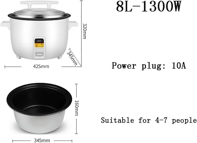 Large Capacity Rice Cooker for 4-40 People - Ideal Commercial Hotel Home Cooking Appliance - Old-Fashioned Canteen Style8L