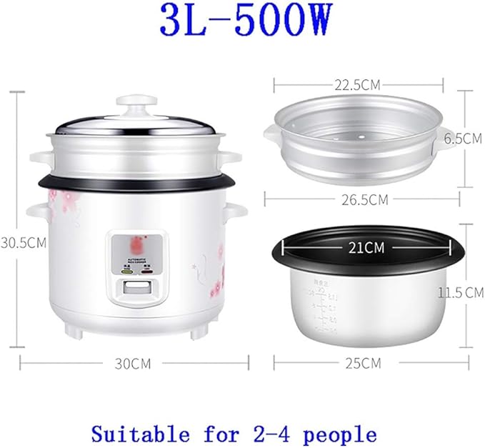 Household Rice Cooker And Steamer-keep Warm Function Mini Rice Cooker With Spatula And Measuring Cup For 1-8 People(3L)
