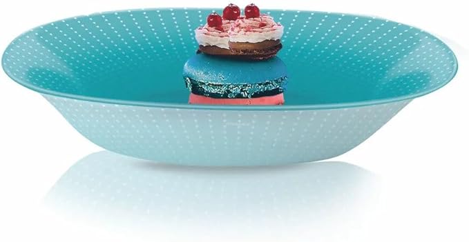 Carina Pop Art Turquoise Glass Dinnerware Set of 44 for 6 pers. Dessert Plate Dinner Plate Deep Plate Salad Bowls Decanter with Glass Mug and Saucer