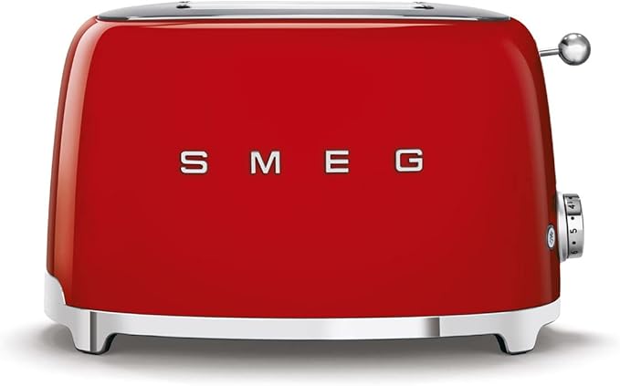 Smeg Retro Drip Coffee Machine and 2-Slice Toaster Bundle… (Red)