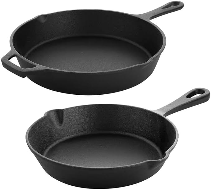 For 10 In. and 8 In. Cast Iron Fry Pan Cookware Set
