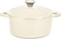 Hamilton Beach 3-Quart Enameled Cast Iron Dutch Oven Pot with Lid Cream