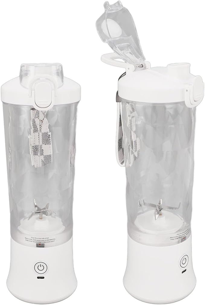 Mini Blender 600ml 2 Modes 150W 18000RPM 4000mAh With Leak-proof Lid Juicer Cup for Mixed Beverages Indoor Use (White)