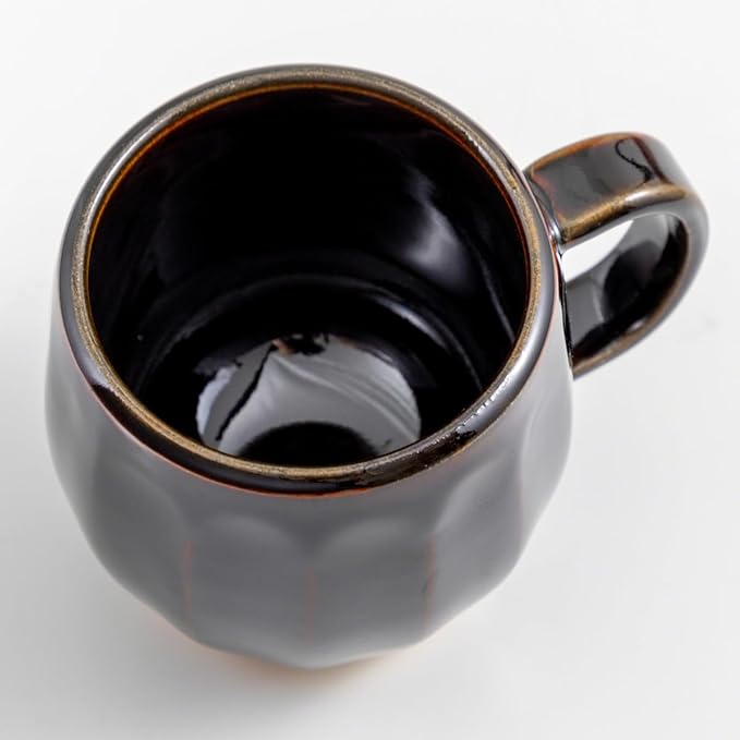 Asayu Japan Ceramic Coffee Pour Over Maker Set in Chocolate Brown Slow Brewing Paper Filter Holder and Dripper with 3 Holes for Coffee and Tea (Accessory Ceramic Mug)