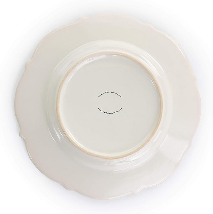 6-Piece Stoneware Dinnerware Set – Textured Plates Bowls &amp Mugs with Elegant High-Gloss Finish (White)