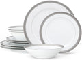 Noritake Crestwood Platinum 12-Piece Dinneware Set Service for 4