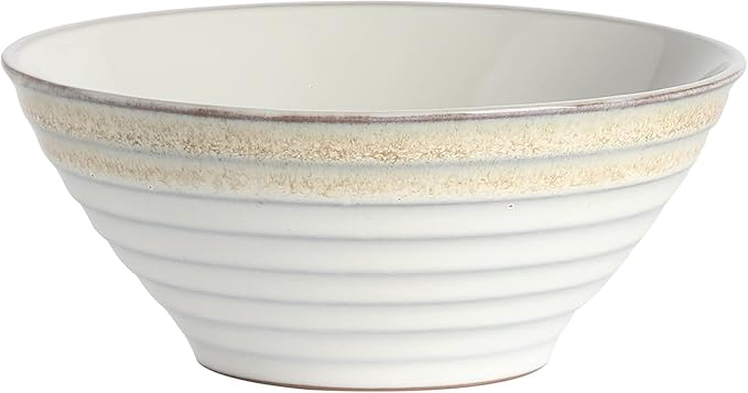 Spiral Embossed 16 Piece Stoneware Dinnerware Set – Rustic Reactive Glaze Plates Bowls &amp Mugs Microwave &amp Dishwasher Safe (Taupe)