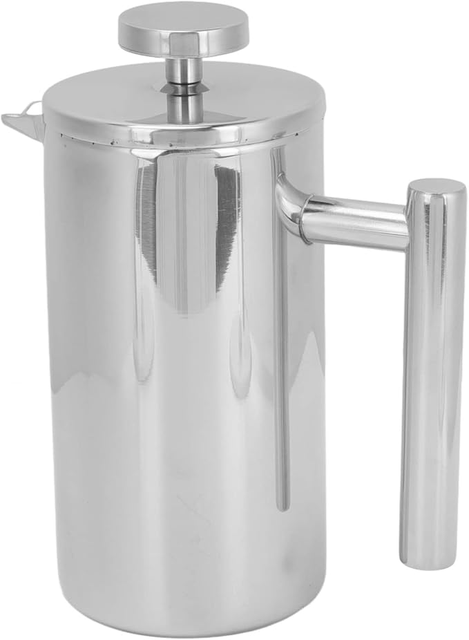 Rengue Stainless Steel French Press Coffee Maker Double Wall Insulated Triple Filter System Large Capacity for Home and Camping Stainless Steel French Press Coffee Maker Nan Kitchen (1000ml)