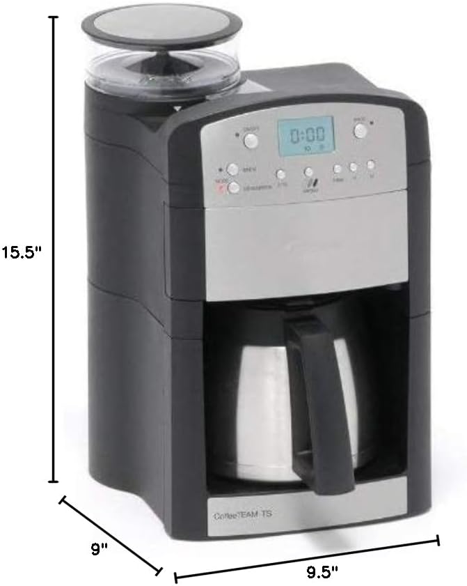 Capresso 465 CoffeeTeam TS 10-Cup Digital Coffeemaker with Conical Burr Grinder and Thermal Carafe
