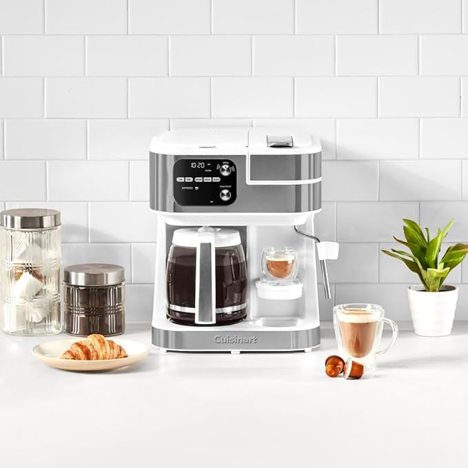 Cuisinart Coffee Center Barista Bar 4-in-1 Coffee Maker Single-Serve Pods Compatible Coffeemaker Three Brewing Sizes SS-4N1WNAS White