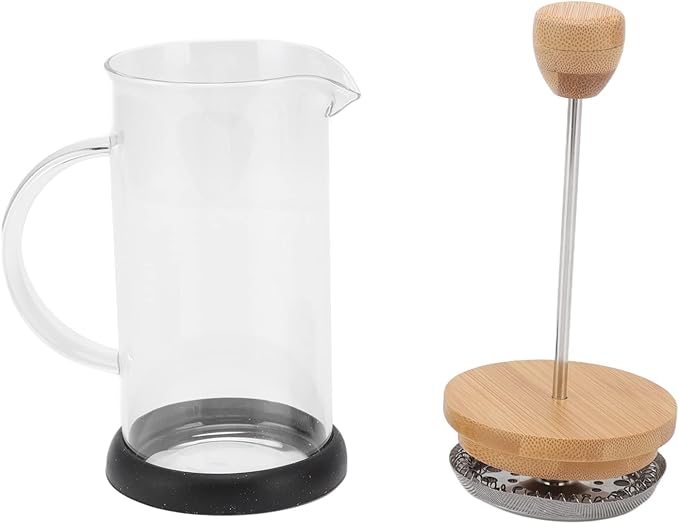 Topyond French Press Glass Coffee Maker Heat-Resistant Glass 20oz Bamboo Lid Coffee Press Tea Press for Loose Tea with Brewer Filtering Function for Home and Office (600ml