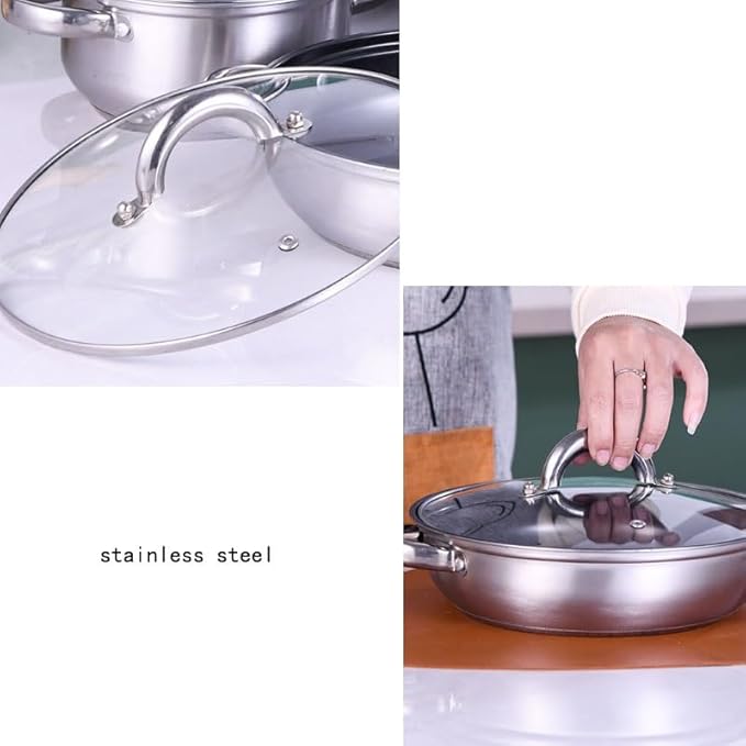 12 Piece Set of Stainless Steel Bottom Milk Pan Non Stick Frying Combination Home Gift
