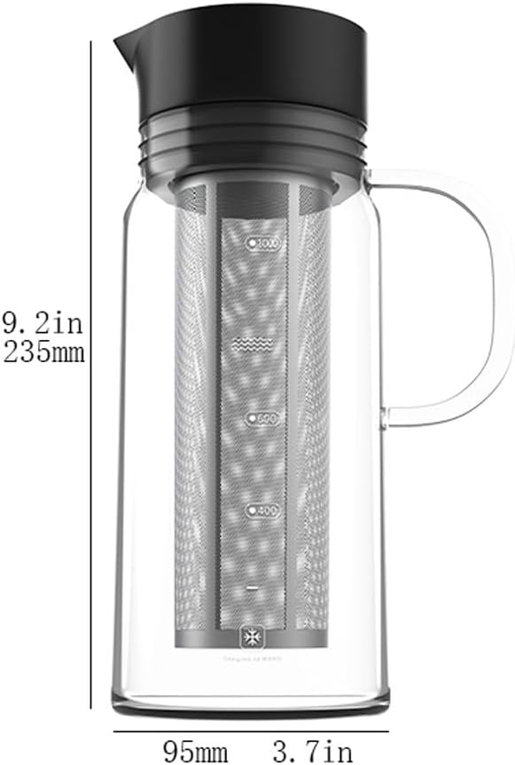 Cold Brew Coffee Maker with Intimate Scale Mark for Home Office Iced Coffee Maker 45.7oz Fits Most Refrigerator Coffee Pots